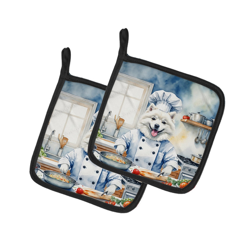American Eskimo The Chef Pot Holders - Set of 2 Decorative Kitchen Helpers | Made in the USA