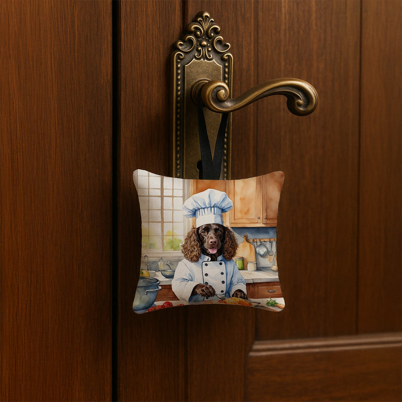 American Water Spaniel The Chef Hanging Square Fabric Ornament 3.5 × 3.5