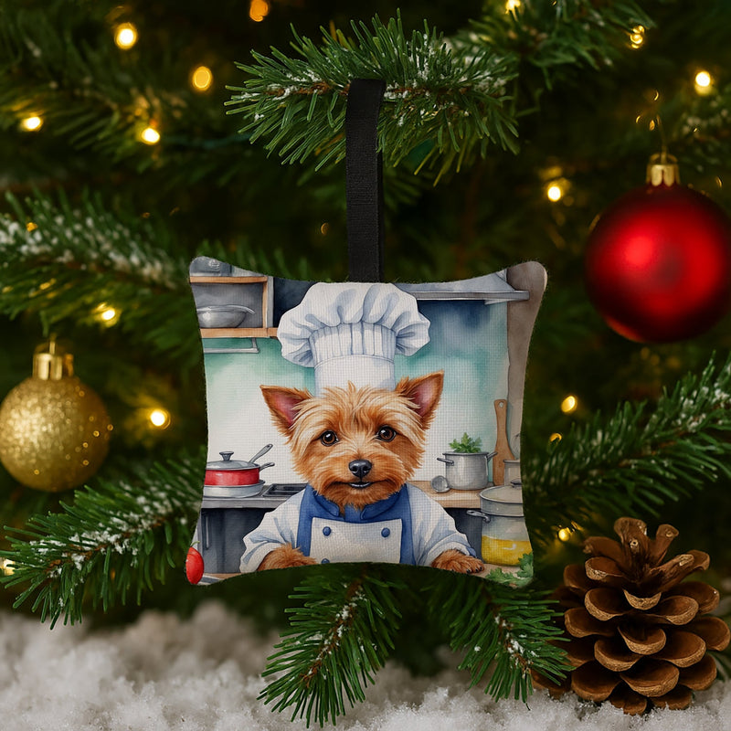 Australian Terrier The Chef Hanging Square Fabric Ornament 3.5 × 3.5