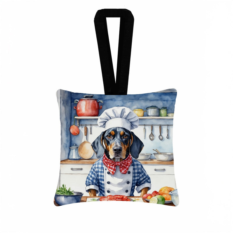 Bluetick Coonhound The Chef Hanging Square Fabric Ornament 3.5 × 3.5