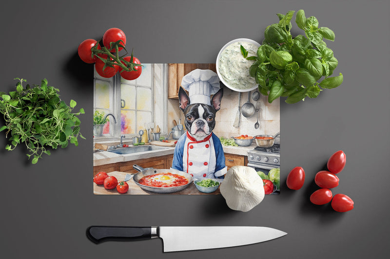 Boston Terrier The Chef Glass Cutting Boards – Durable, Decorative Kitchen Art
