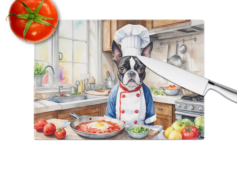 Boston Terrier The Chef Glass Cutting Boards – Durable, Decorative Kitchen Art