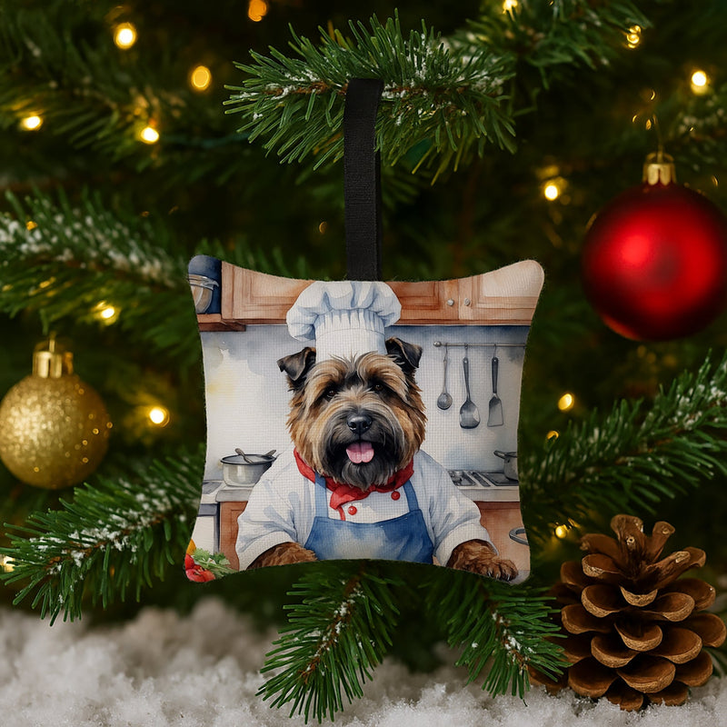 Bouvier des Flandres The Chef Hanging Square Fabric Ornament 3.5 × 3.5
