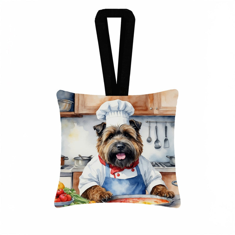 Bouvier des Flandres The Chef Hanging Square Fabric Ornament 3.5 × 3.5