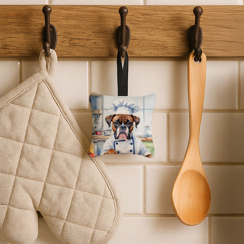 Boxer The Chef Hanging Square Fabric Ornament 3.5 × 3.5