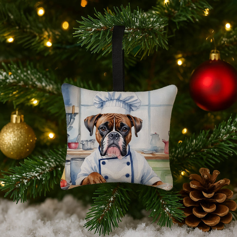 Boxer The Chef Hanging Square Fabric Ornament 3.5 × 3.5