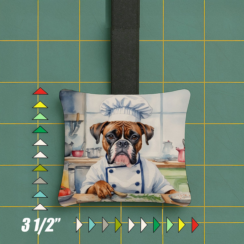 Boxer The Chef Hanging Square Fabric Ornament 3.5 × 3.5