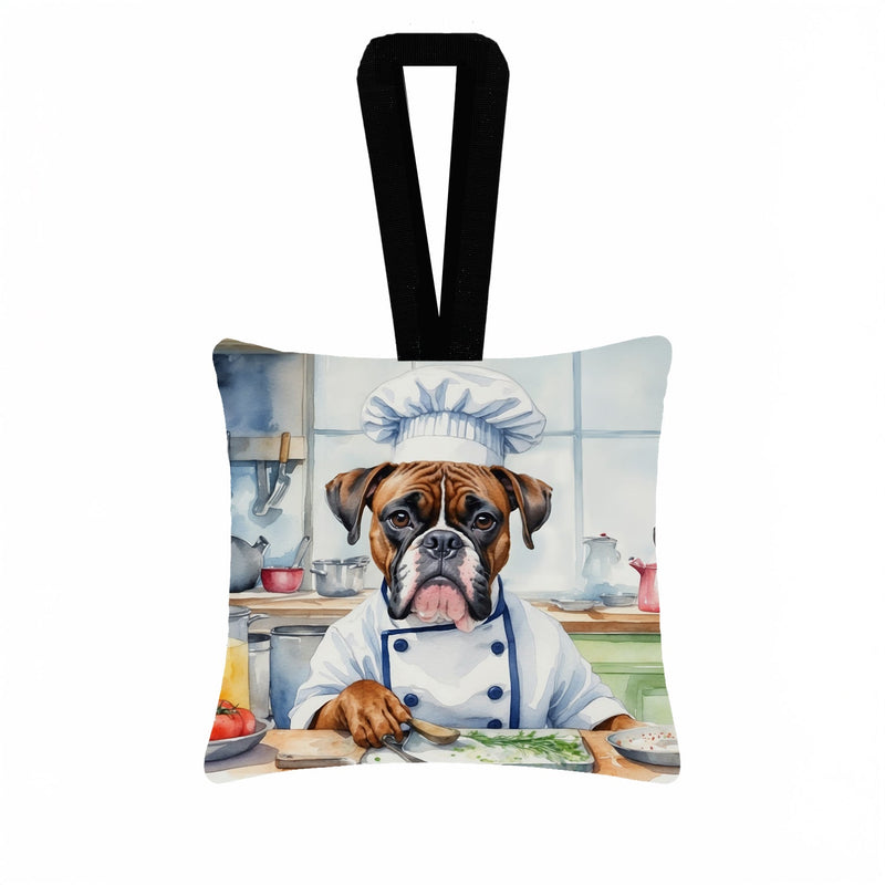 Boxer The Chef Hanging Square Fabric Ornament 3.5 × 3.5