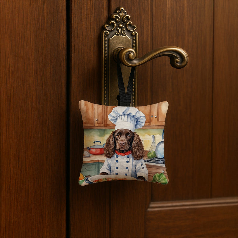 Boykin Spaniel The Chef Hanging Square Fabric Ornament 3.5 × 3.5