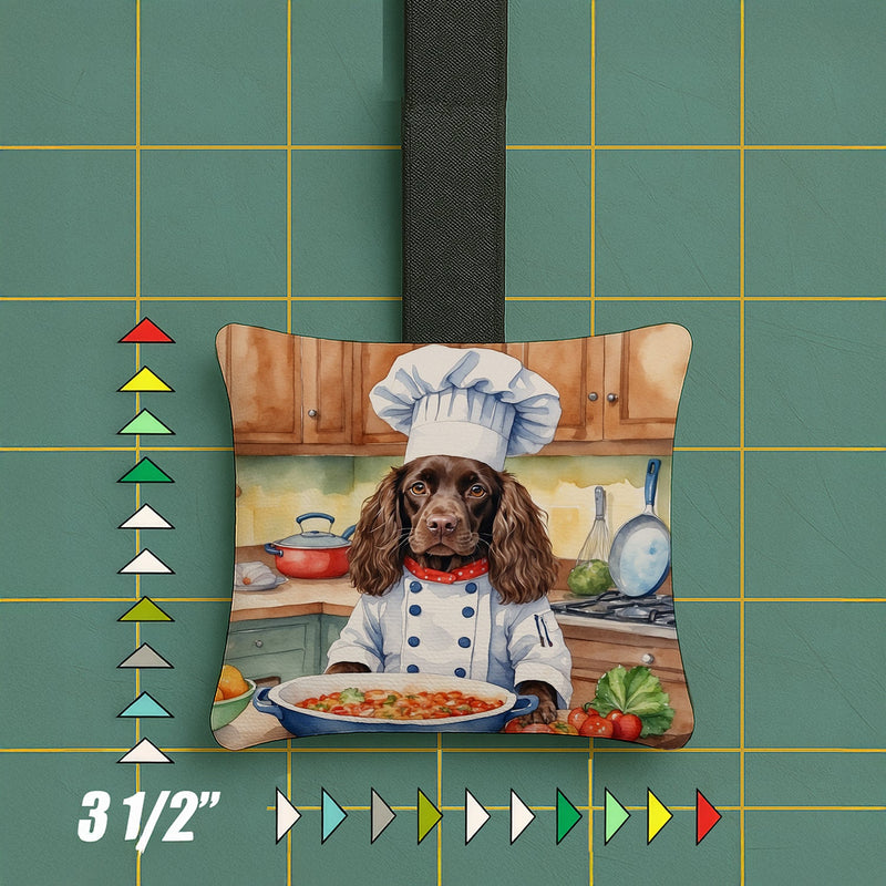 Boykin Spaniel The Chef Hanging Square Fabric Ornament 3.5 × 3.5