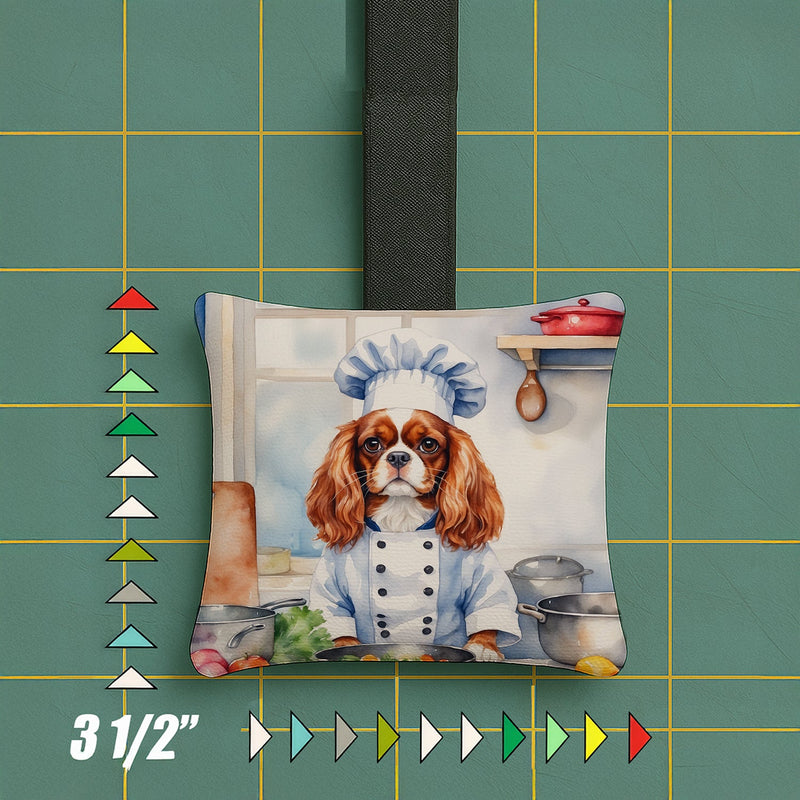 Cavalier Spaniel The Chef Hanging Square Fabric Ornament 3.5 × 3.5