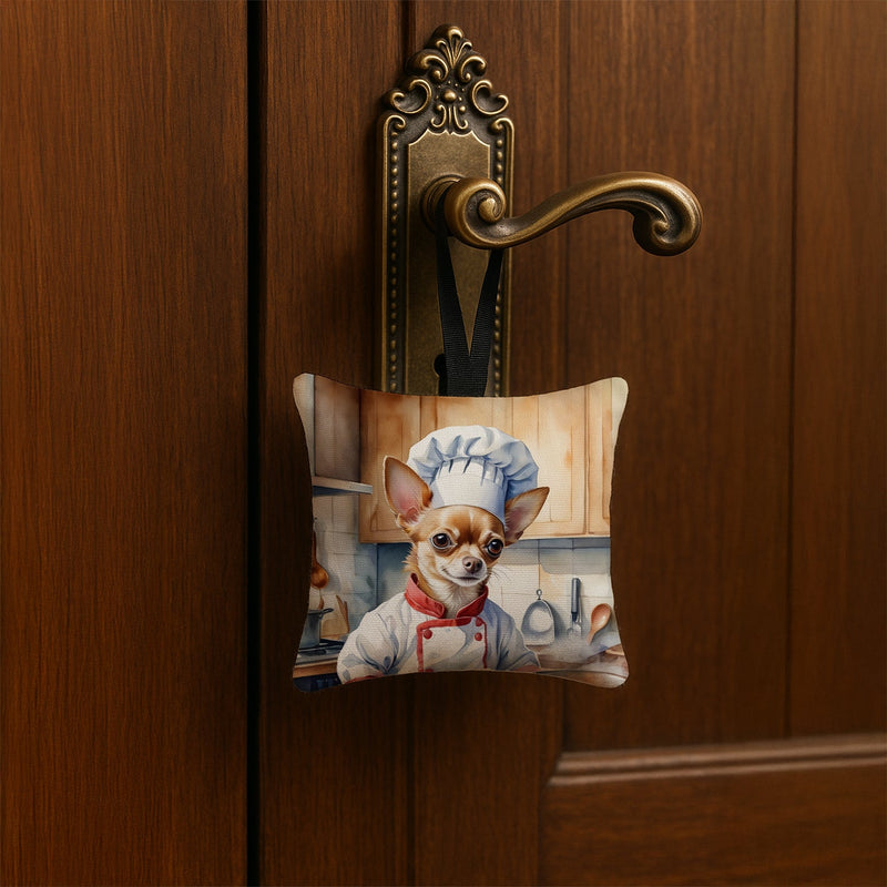 Chihuahua The Chef Hanging Square Fabric Ornament 3.5 × 3.5