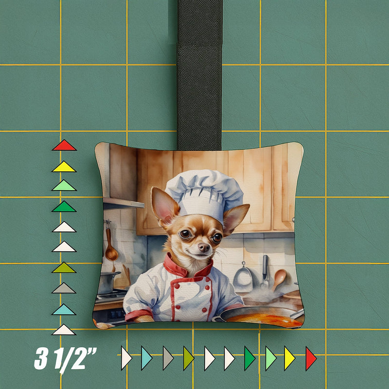 Chihuahua The Chef Hanging Square Fabric Ornament 3.5 × 3.5