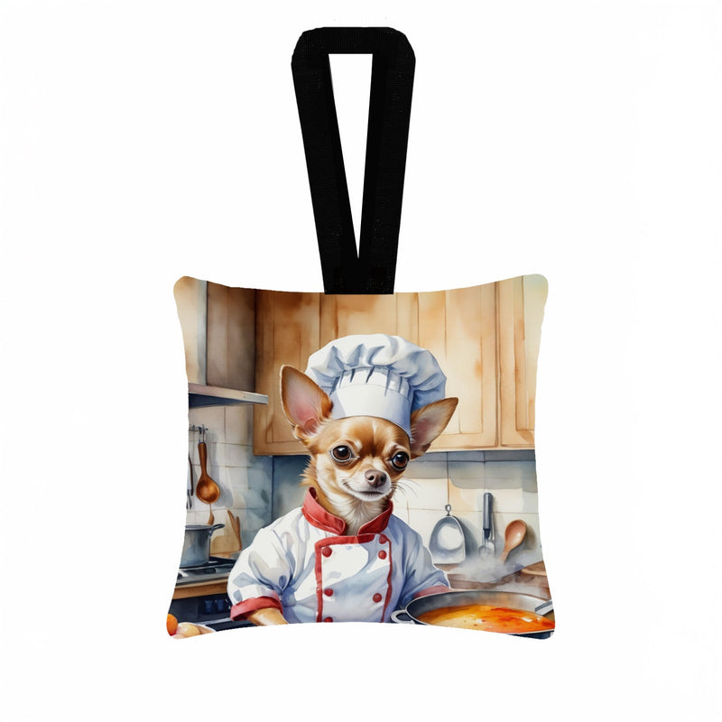 Chihuahua The Chef Hanging Square Fabric Ornament 3.5 × 3.5