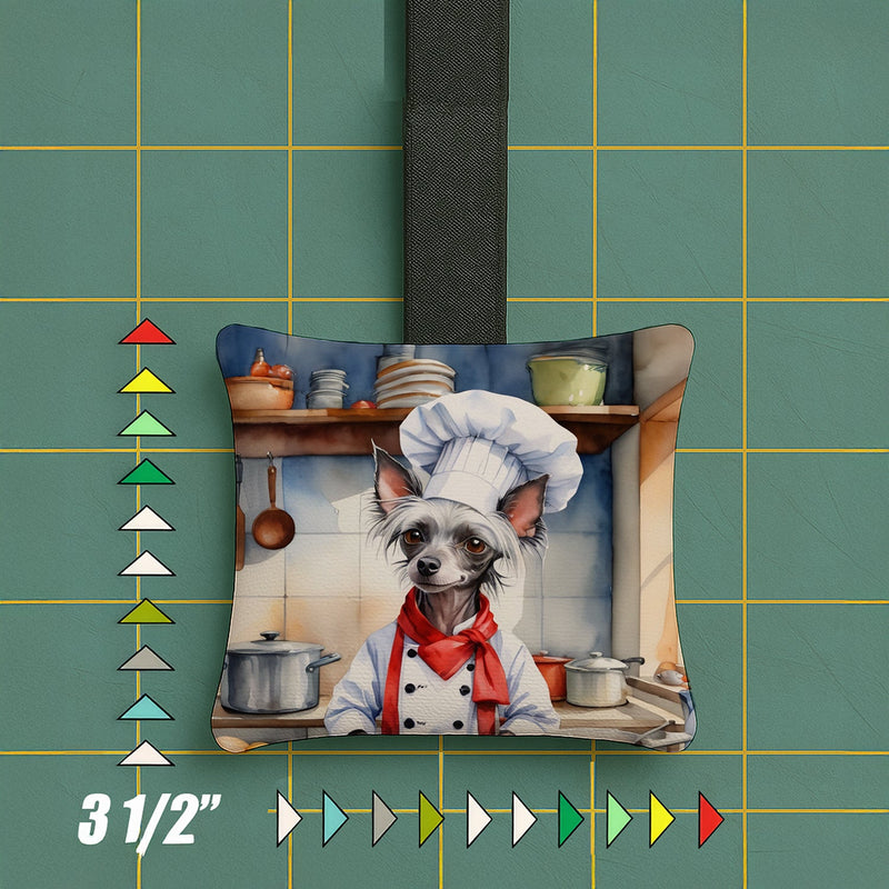 Chinese Crested The Chef Hanging Square Fabric Ornament 3.5 × 3.5