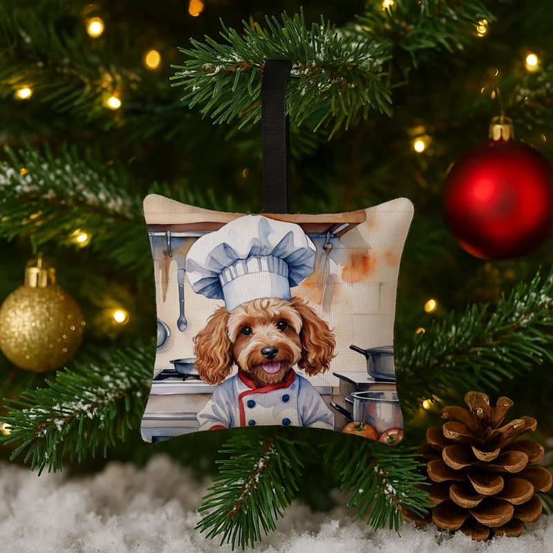 Cockapoo The Chef Hanging Square Fabric Ornament 3.5 × 3.5