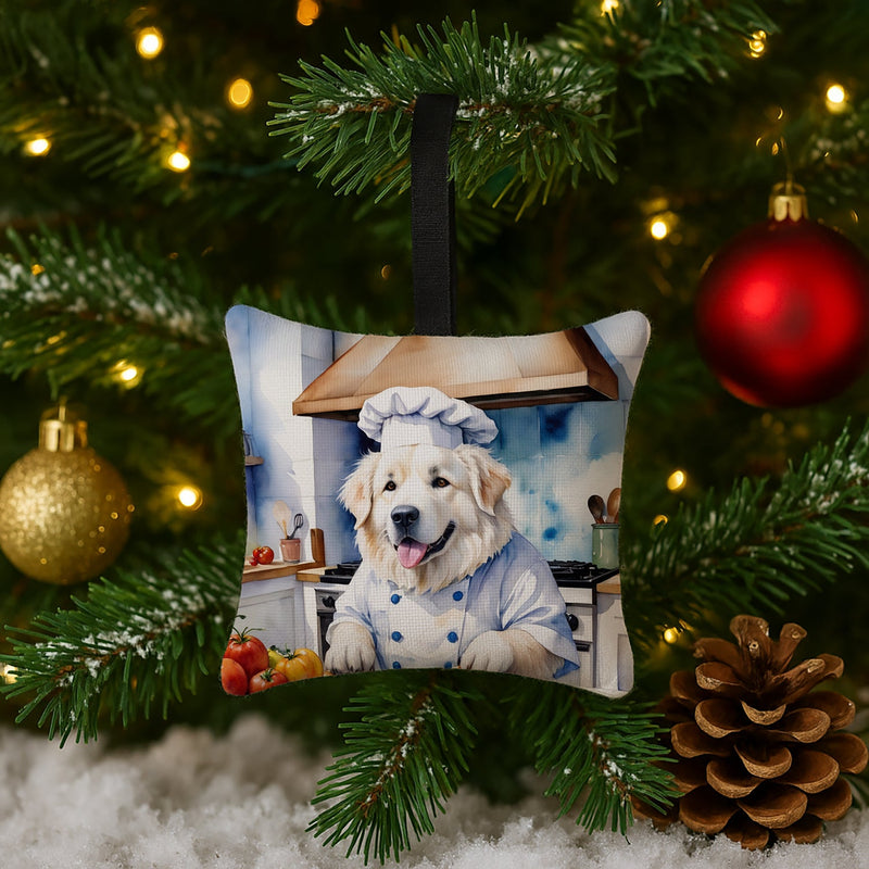 Great Pyrenees The Chef Hanging Square Fabric Ornament 3.5 × 3.5
