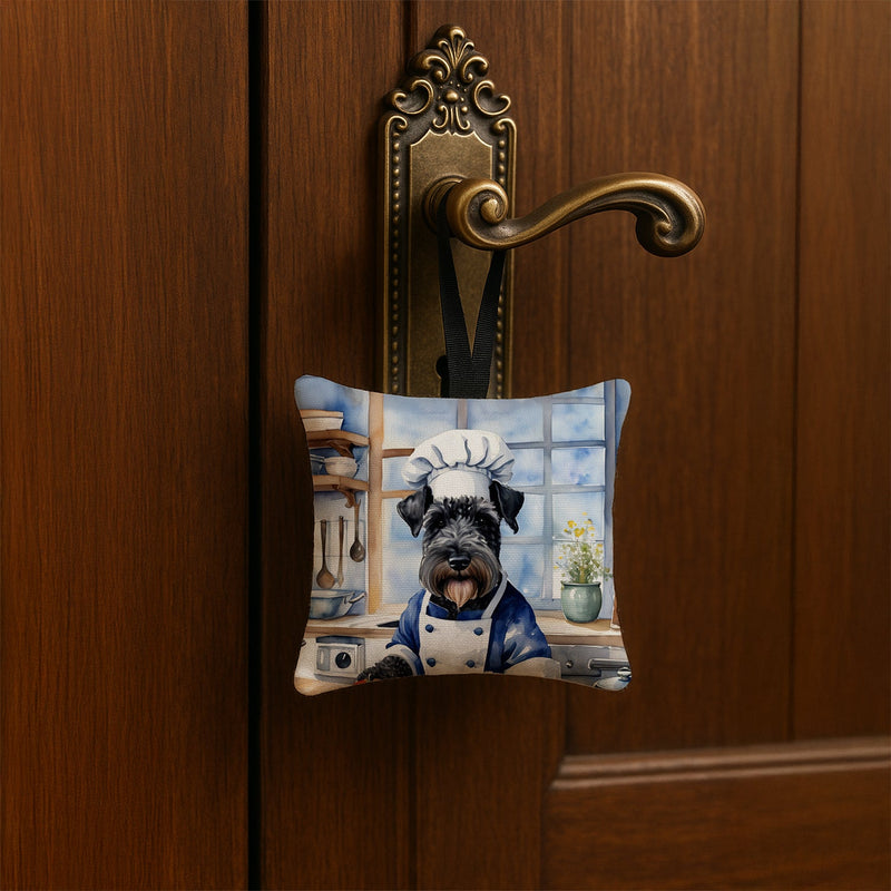 Kerry Blue Terrier The Chef Hanging Square Fabric Ornament 3.5 × 3.5