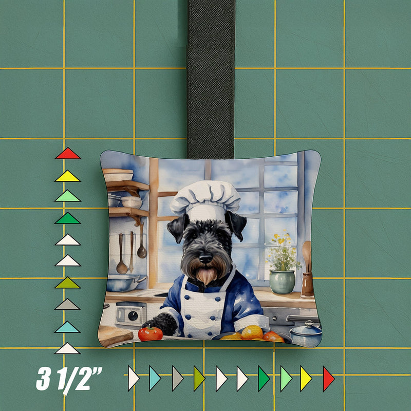 Kerry Blue Terrier The Chef Hanging Square Fabric Ornament 3.5 × 3.5