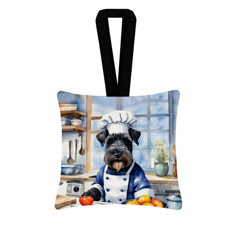 Kerry Blue Terrier The Chef Hanging Square Fabric Ornament 3.5 × 3.5
