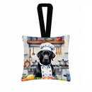 Black Labrador Retriever The Chef Hanging Square Fabric Ornament 3.5 × 3.5