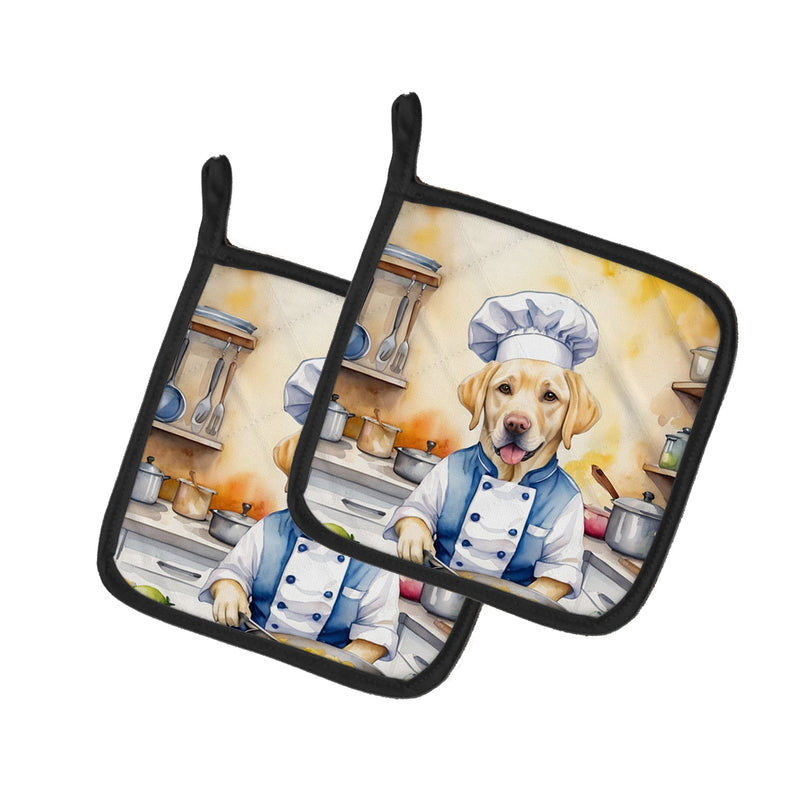 Yellow Labrador Retriever The Chef Pair of Pot Holders