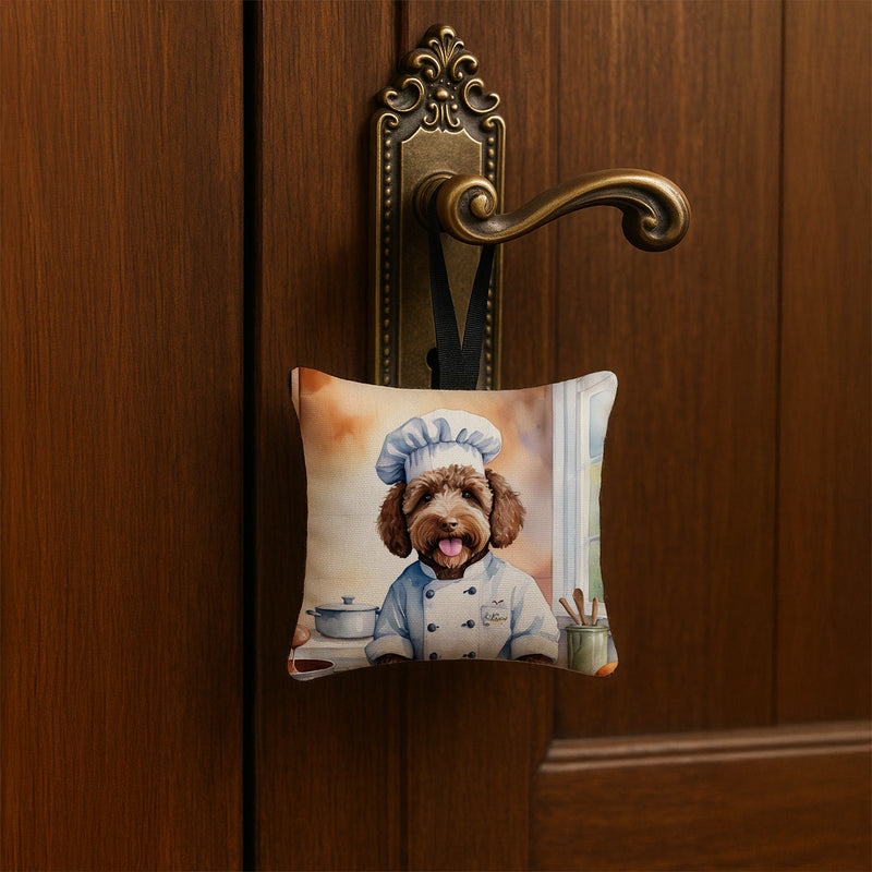Labradoodle The Chef Hanging Square Fabric Ornament 3.5 × 3.5