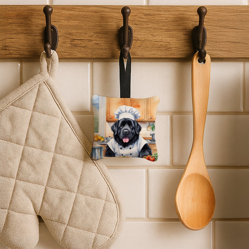 Newfoundland The Chef Hanging Square Fabric Ornament 3.5 × 3.5