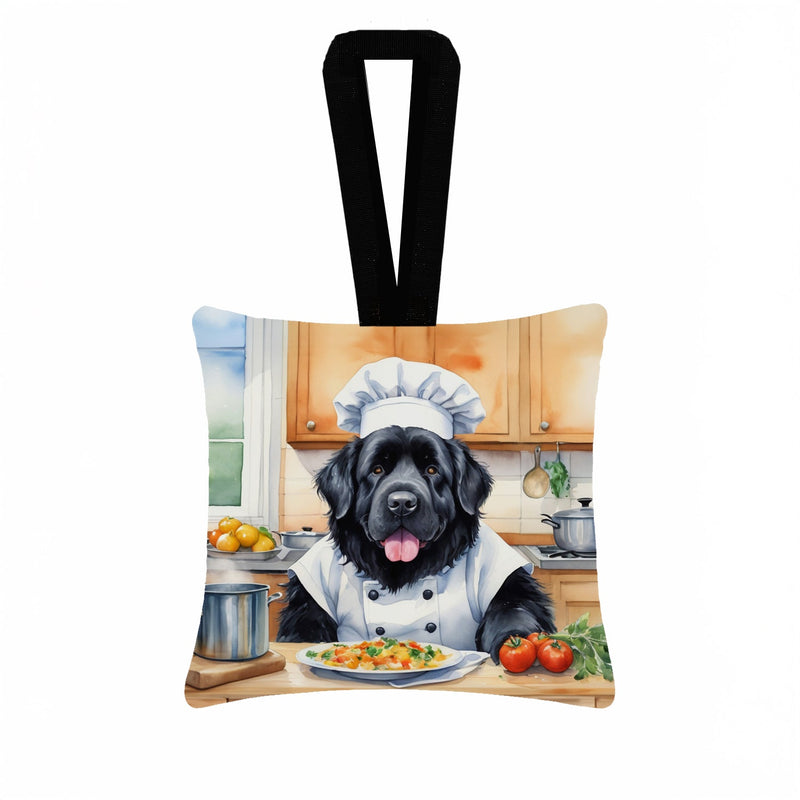 Newfoundland The Chef Hanging Square Fabric Ornament 3.5 × 3.5