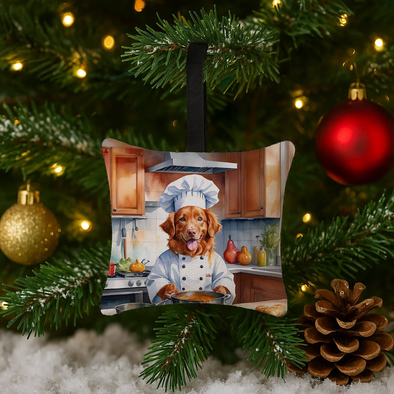 Nova Scotia Duck Tolling Retriever The Chef Hanging Square Fabric Ornament 3.5 × 3.5