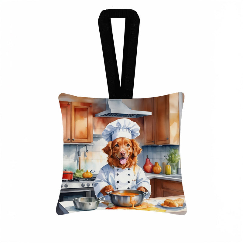Nova Scotia Duck Tolling Retriever The Chef Hanging Square Fabric Ornament 3.5 × 3.5