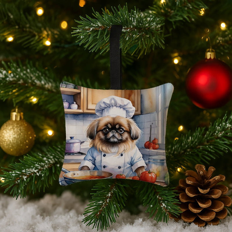 Pekingese The Chef Hanging Square Fabric Ornament 3.5 × 3.5