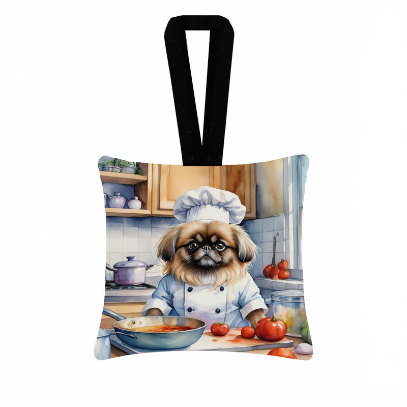 Pekingese The Chef Hanging Square Fabric Ornament 3.5 × 3.5