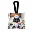 Black Poodle The Chef Hanging Square Fabric Ornament 3.5 × 3.5