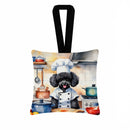 Black Poodle The Chef Hanging Square Fabric Ornament 3.5 × 3.5