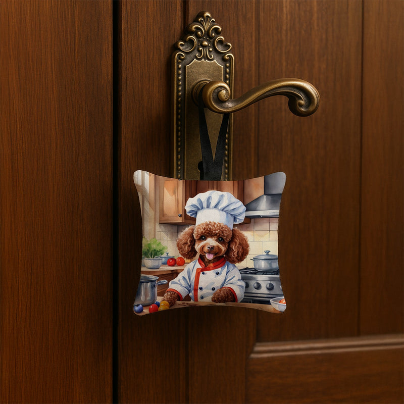 Chocolate Poodle The Chef Hanging Square Fabric Ornament 3.5 × 3.5