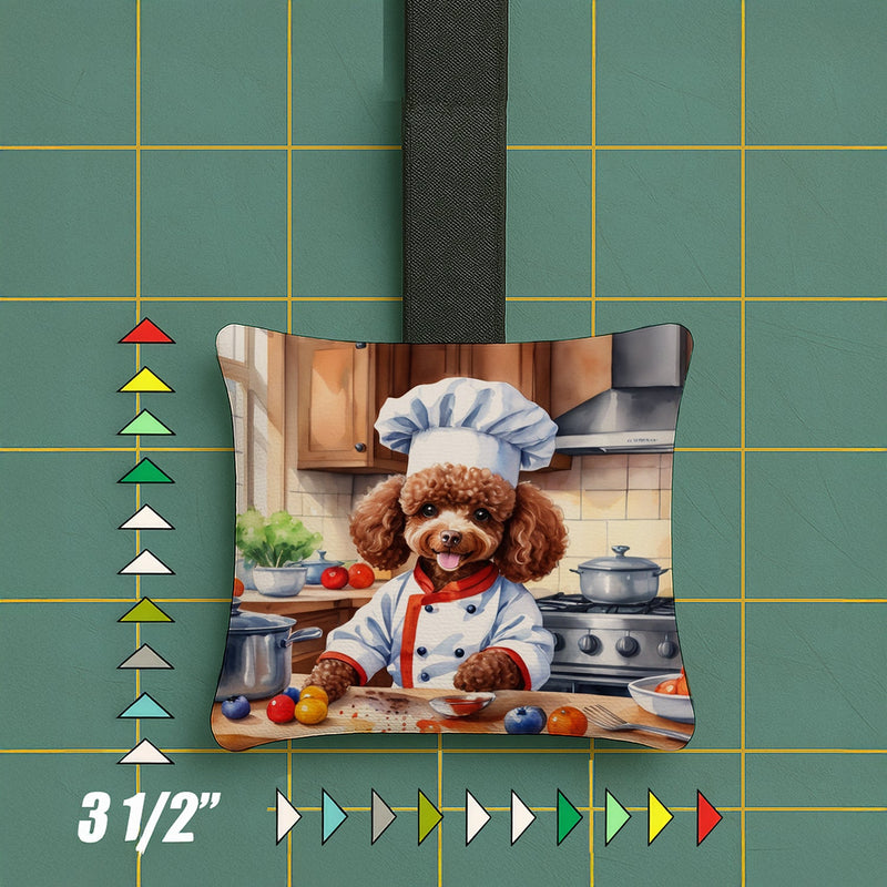 Chocolate Poodle The Chef Hanging Square Fabric Ornament 3.5 × 3.5