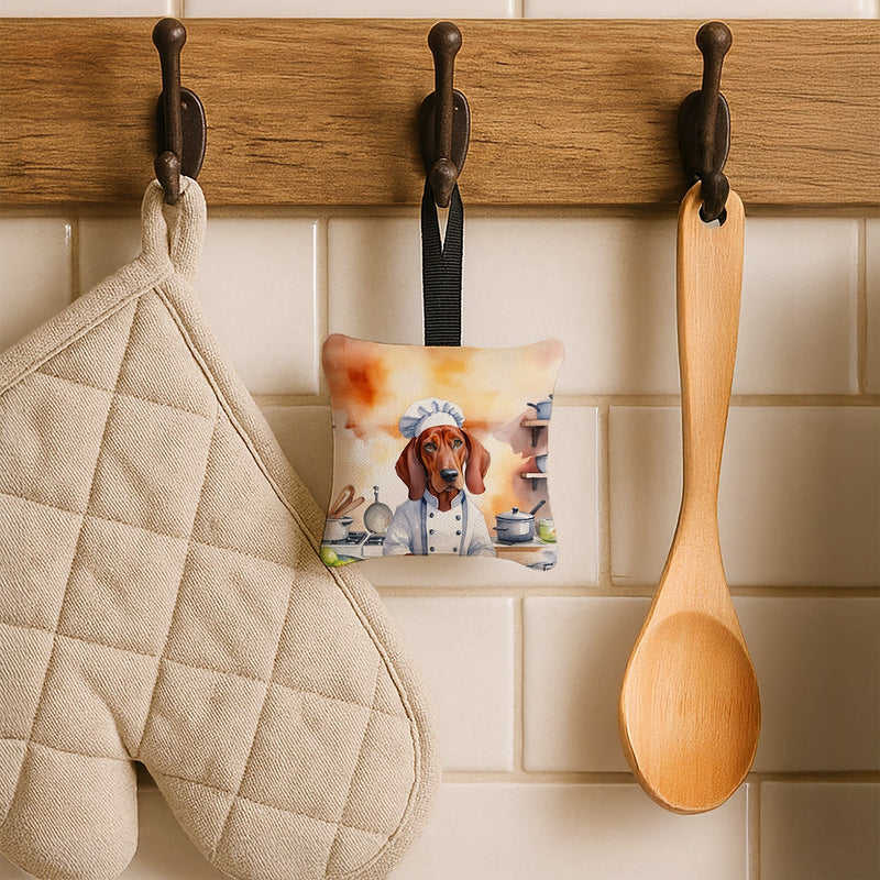 Redbone Coonhound The Chef Hanging Square Fabric Ornament 3.5 × 3.5