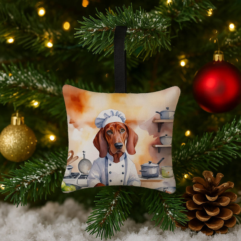Redbone Coonhound The Chef Hanging Square Fabric Ornament 3.5 × 3.5