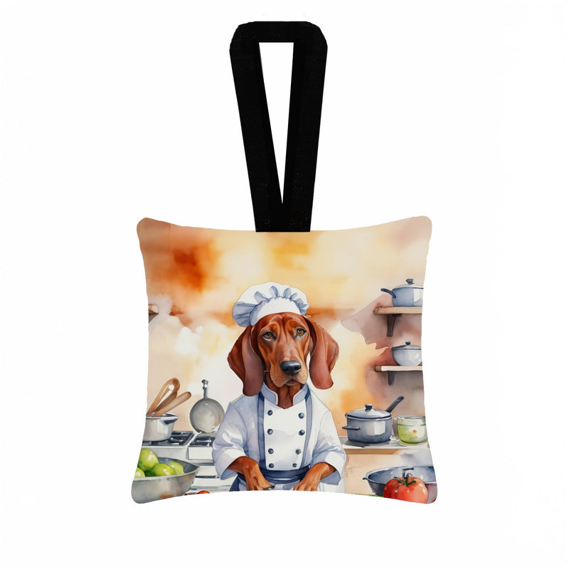Redbone Coonhound The Chef Hanging Square Fabric Ornament 3.5 × 3.5