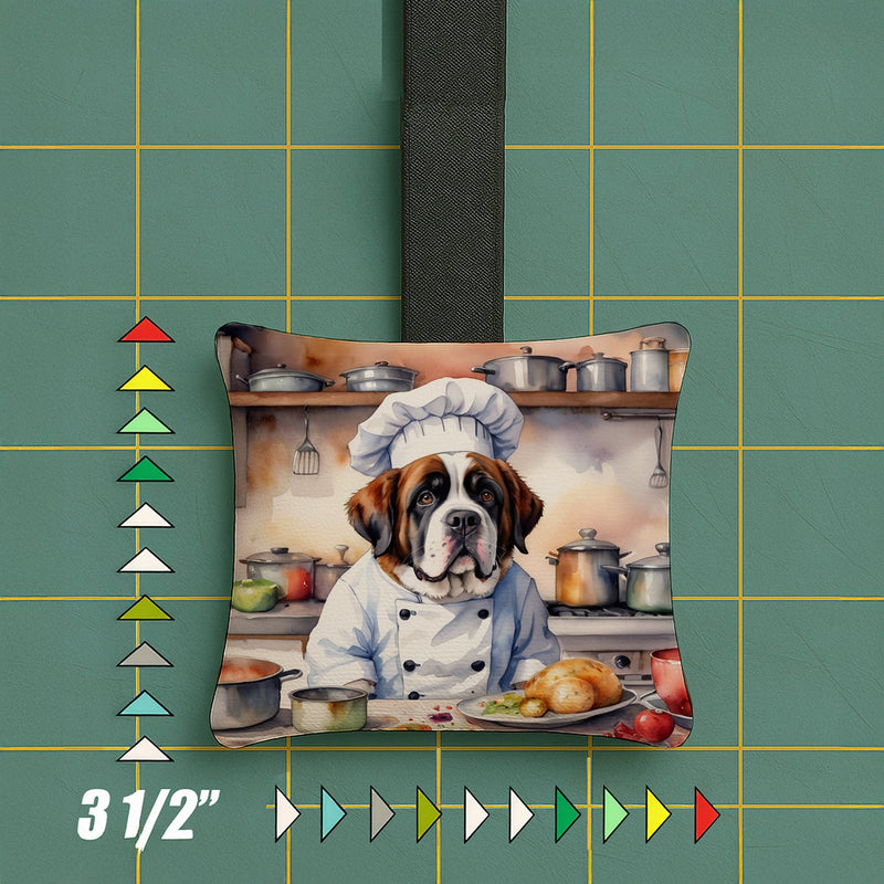 Saint Bernard The Chef Hanging Square Fabric Ornament 3.5 × 3.5