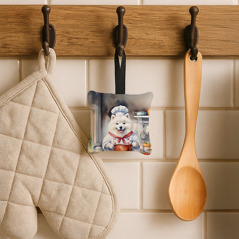 Samoyed The Chef Hanging Square Fabric Ornament 3.5 × 3.5