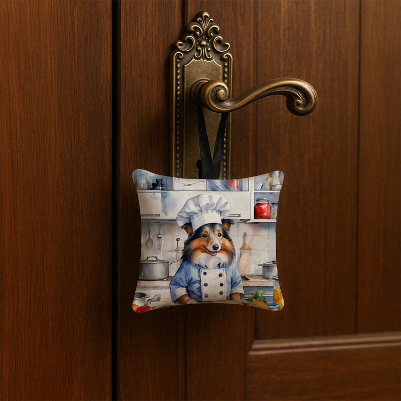 Sheltie The Chef Hanging Square Fabric Ornament 3.5 × 3.5