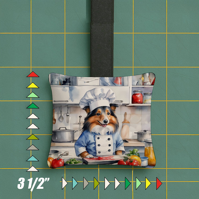 Sheltie The Chef Hanging Square Fabric Ornament 3.5 × 3.5