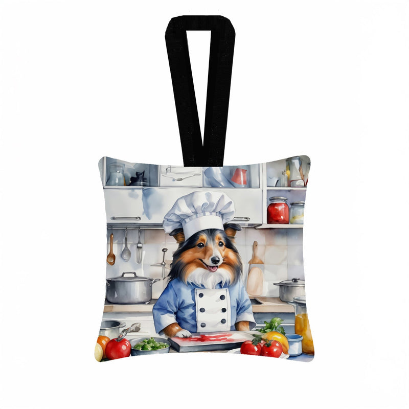 Sheltie The Chef Hanging Square Fabric Ornament 3.5 × 3.5