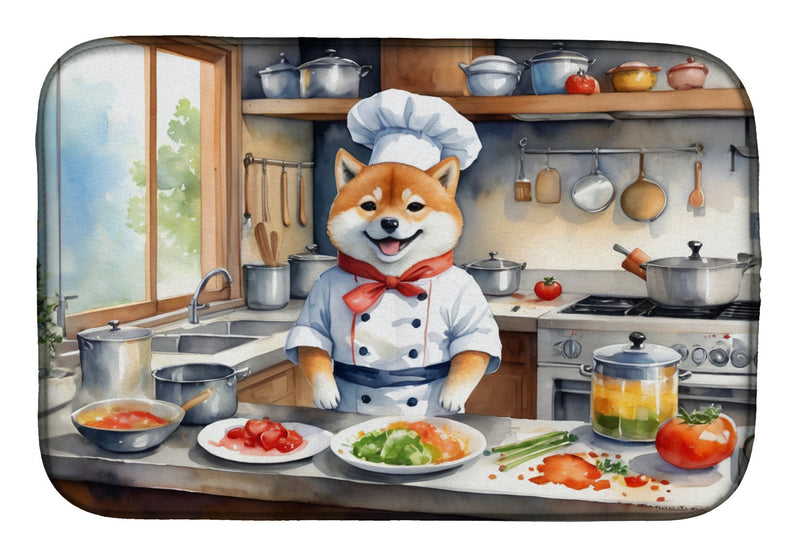 Shiba Inu The Chef Dish Drying Mat