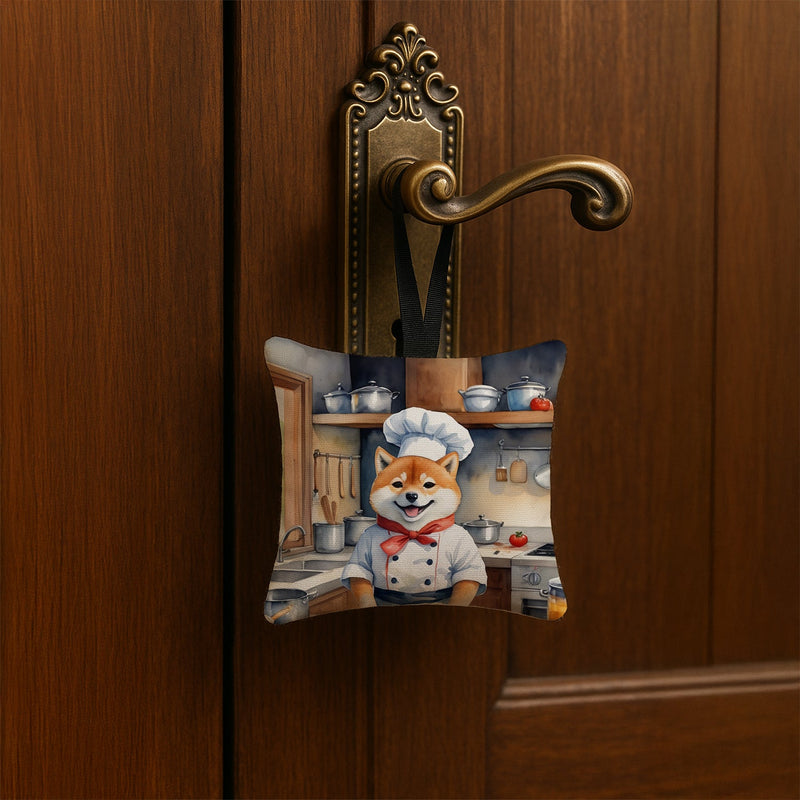 Shiba Inu The Chef Hanging Square Fabric Ornament 3.5 × 3.5