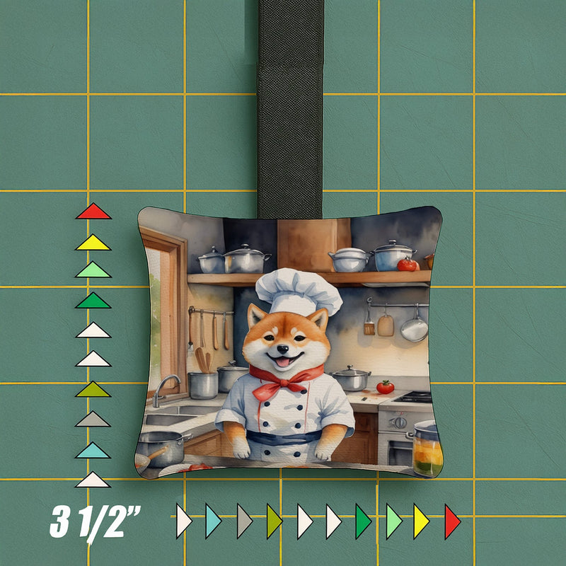 Shiba Inu The Chef Hanging Square Fabric Ornament 3.5 × 3.5