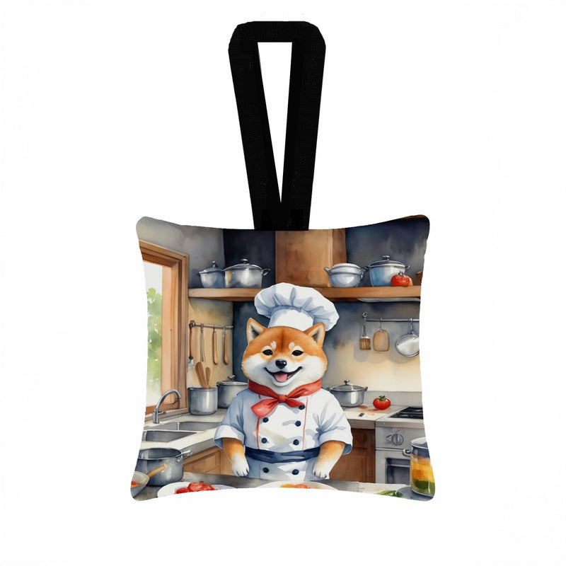 Shiba Inu The Chef Hanging Square Fabric Ornament 3.5 × 3.5