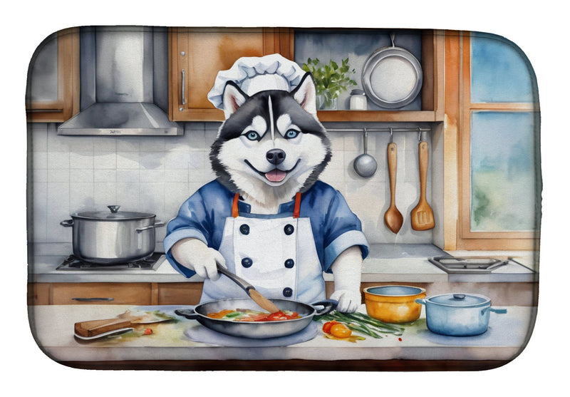 Siberian Husky The Chef Dish Drying Mat